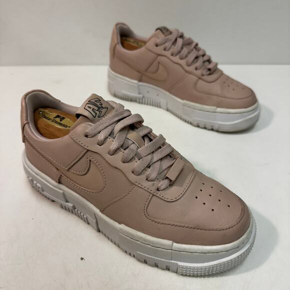 VERY GOOD Nike Women’s Air Force 1 Pixel “Particle Beige” Pink Platform 5 - Picture 4 of 10